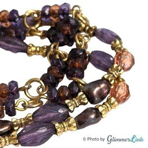 Vintage Liz Claiborne Purple Multi Strand Beaded Bracelet